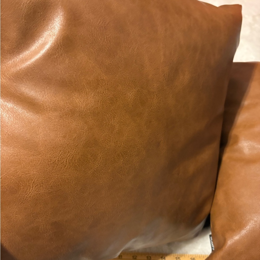 Brown Leather Throw Pillows - Picture 5 of 8